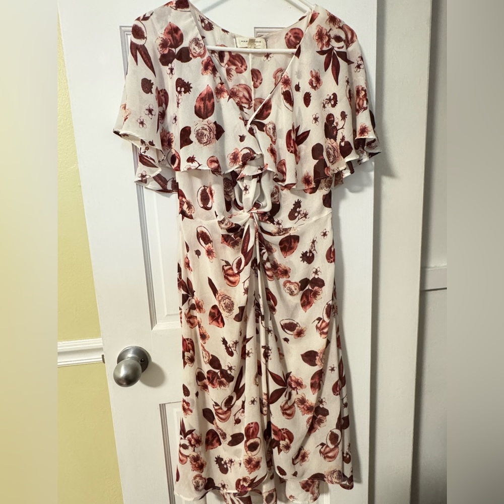 Max Studio Vintage Cottagecore Rose Flowy Sleeves Asymmetrical Size 8 Dress